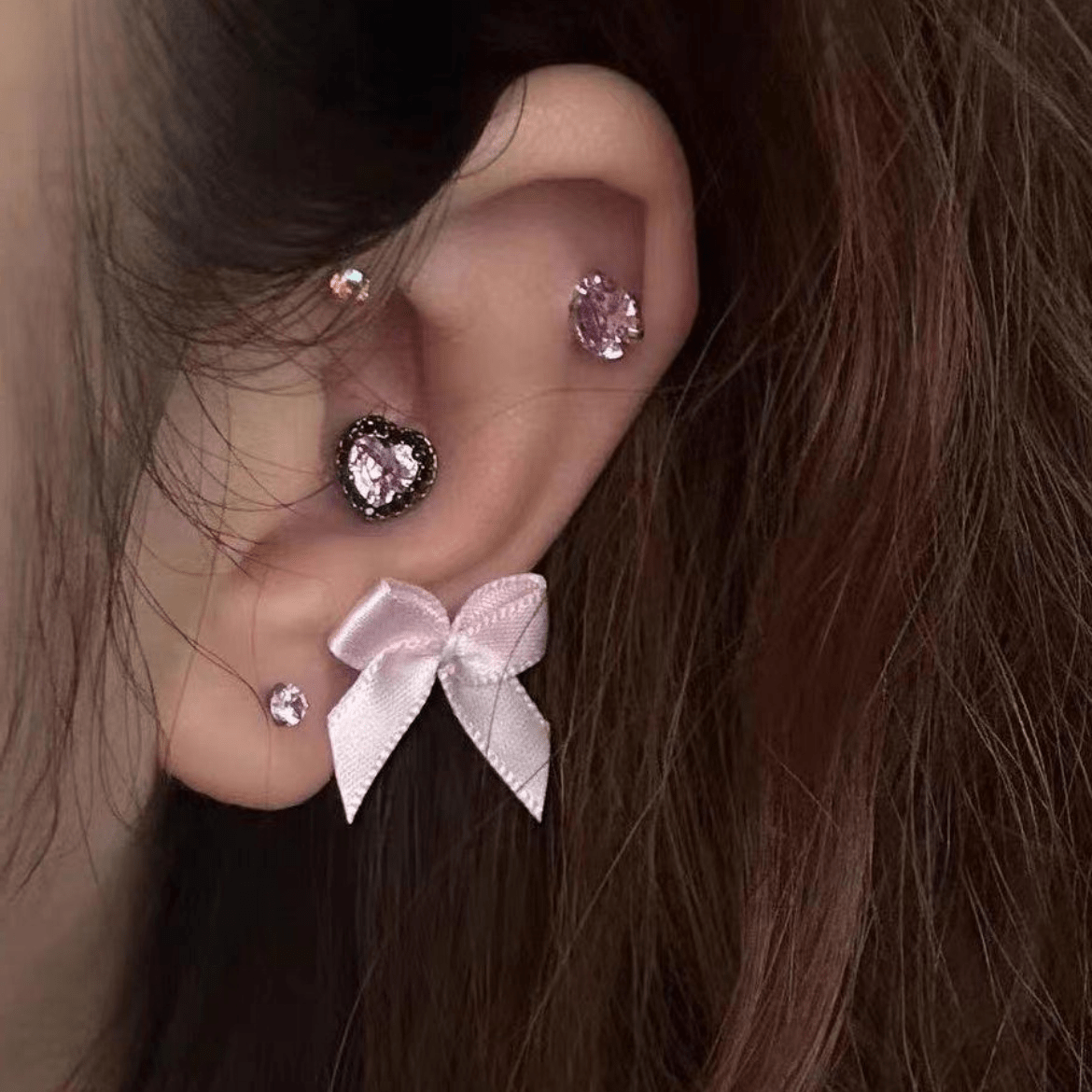 Sweet Pink Ribbon Bowknot Earrings