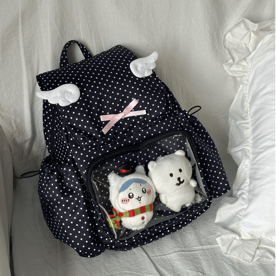 Sweet Polka Dots Angel Kpop Fan Display Backpack - ArtGalleryZen