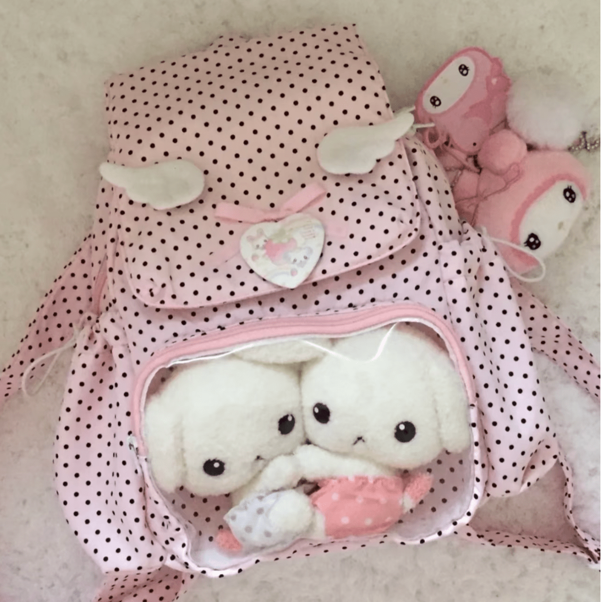 Sweet Polka Dots Angel Kpop Fan Display Backpack - ArtGalleryZen