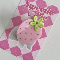 Thumbnail for Sweet Rhinestone Inlaid Strawberry Hair Claw Clip - ArtGalleryZen