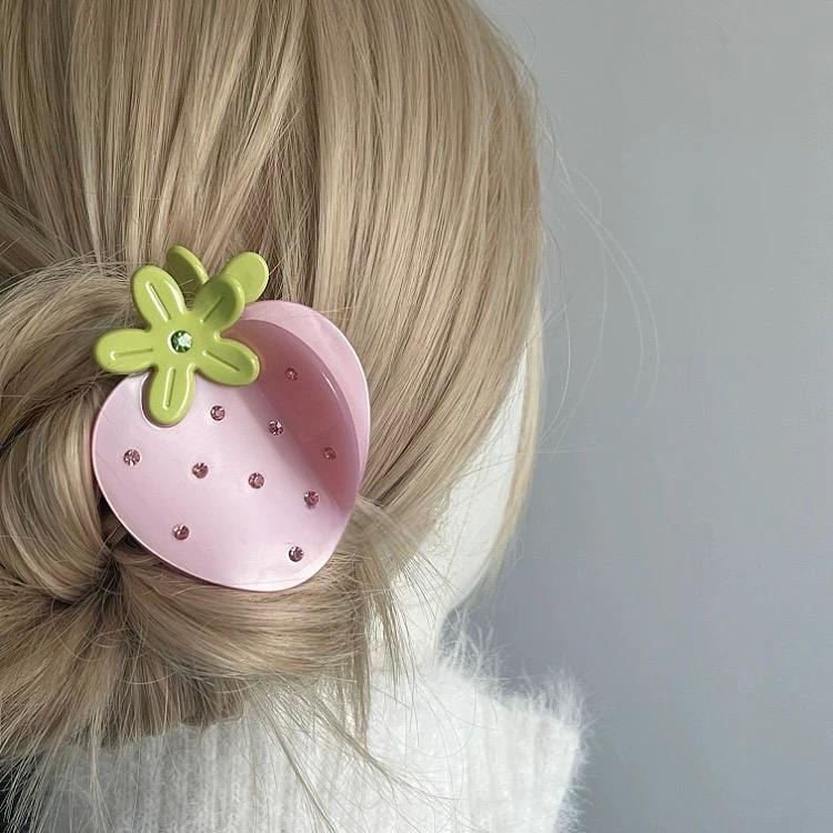 Sweet Rhinestone Inlaid Strawberry Hair Claw Clip - ArtGalleryZen