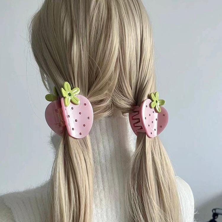 Sweet Rhinestone Inlaid Strawberry Hair Claw Clip - ArtGalleryZen