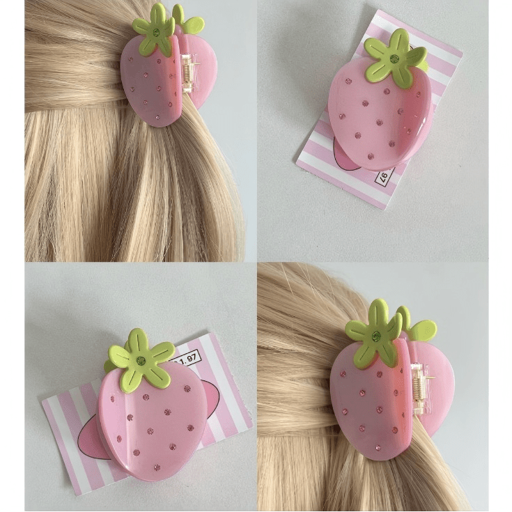 Sweet Rhinestone Inlaid Strawberry Hair Claw Clip - ArtGalleryZen