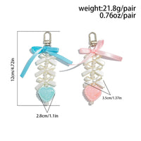 Thumbnail for Sweet Ribbon Bowknot Floral Heart Charm Pearl Beaded Keychain Set - ArtGalleryZen