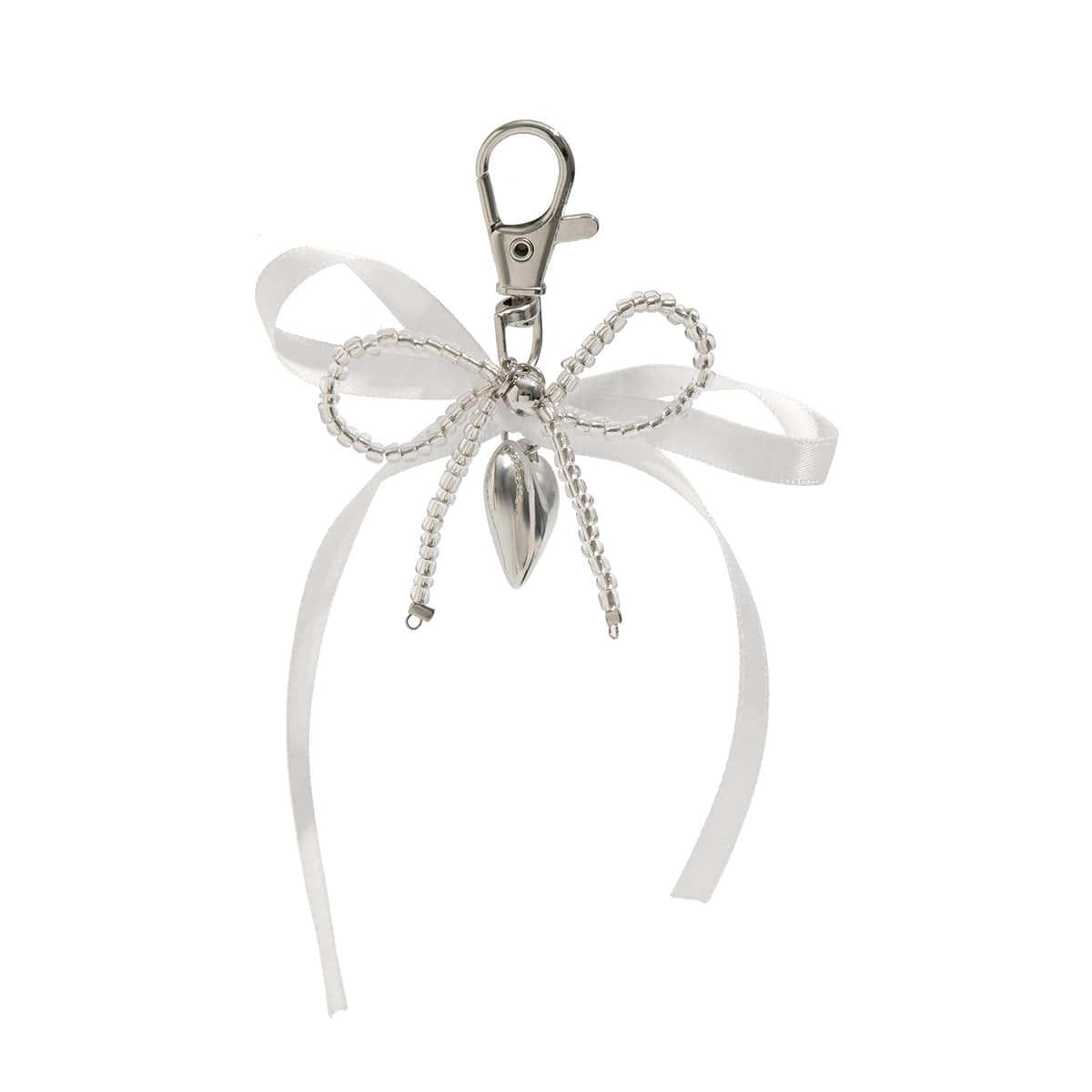 Sweet Ribbon Bowknot Heart Charm Seed Beaded Keychain Set - ArtGalleryZen