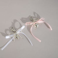 Thumbnail for Sweet Ribbon Bowknot Heart Charm Seed Beaded Keychain Set - ArtGalleryZen