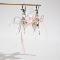 Thumbnail for Sweet Ribbon Bowknot Heart Charm Seed Beaded Keychain Set - ArtGalleryZen