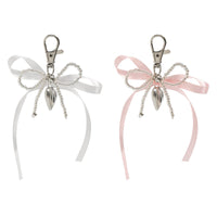 Thumbnail for Sweet Ribbon Bowknot Heart Charm Seed Beaded Keychain Set - ArtGalleryZen