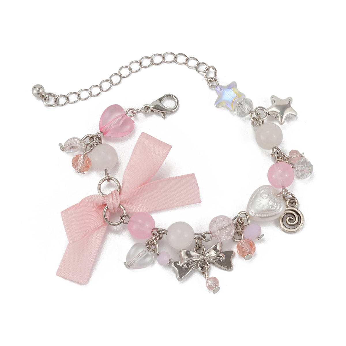 Sweet Ribbon Bowknot Star Charm Crystal Chain Bracelet