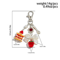 Thumbnail for Sweet Strawberry Cake Bowknot Charm Keychain - ArtGalleryZen