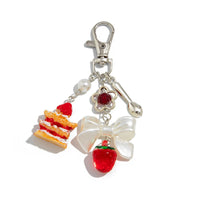 Thumbnail for Sweet Strawberry Cake Bowknot Charm Keychain - ArtGalleryZen