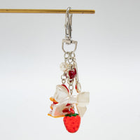 Thumbnail for Sweet Strawberry Cake Bowknot Charm Keychain - ArtGalleryZen