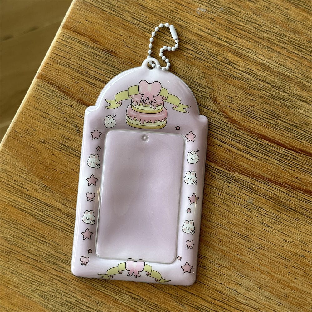 Sweet Strawberry Cake Pudding Kpop Keychain Photocard Holder - ArtGalleryZen