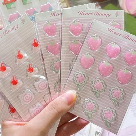 Sweet Strawberry Clover Cream Narutomaki Crystal 3D DIY Decoration Stickers - ArtGalleryZen
