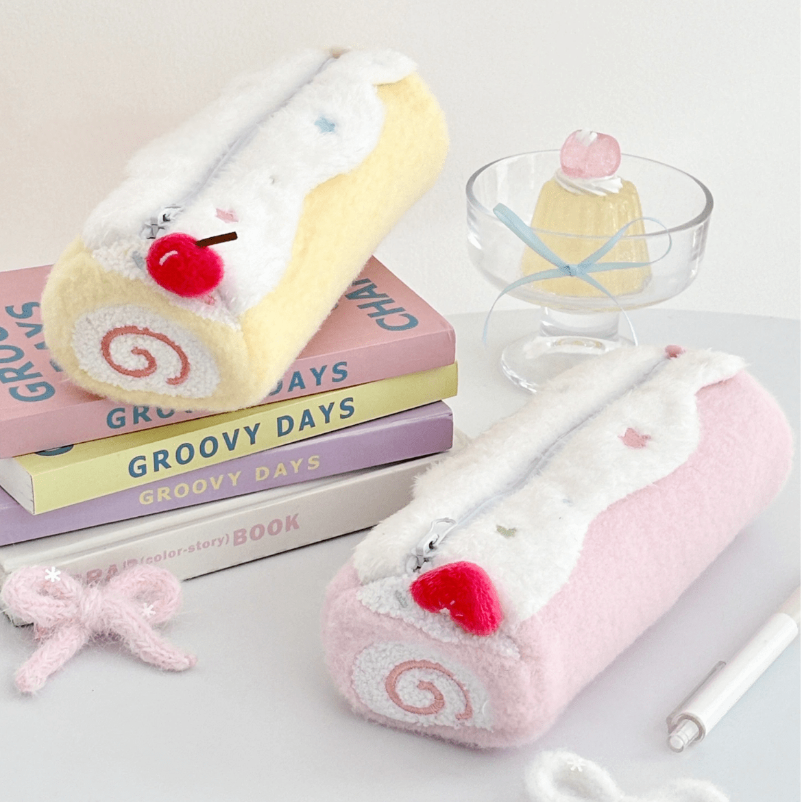 Sweet Strawberry Roll Cake Plush Pencil Case - ArtGalleryZen