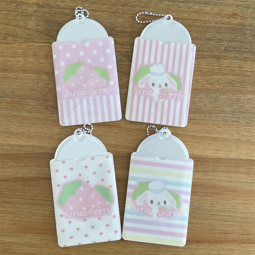 Sweet Sugarbunnies Strawberry Kpop Keychain Photocard Holder - ArtGalleryZen