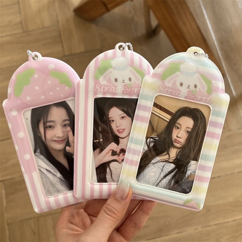 Sweet Sugarbunnies Strawberry Kpop Keychain Photocard Holder - ArtGalleryZen