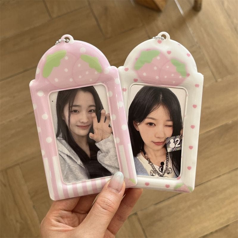 Sweet Sugarbunnies Strawberry Kpop Keychain Photocard Holder - ArtGalleryZen