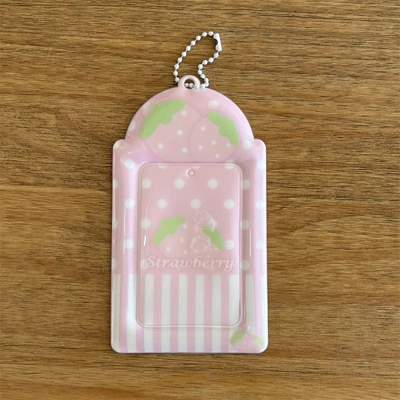 Sweet Sugarbunnies Strawberry Kpop Keychain Photocard Holder - ArtGalleryZen