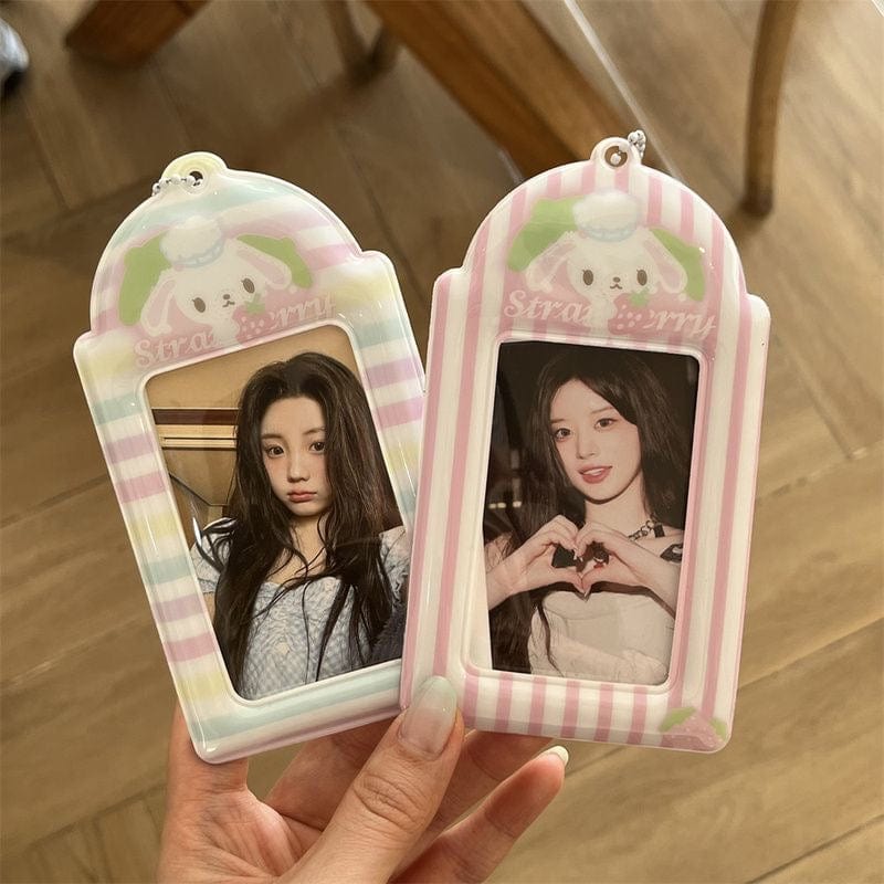 Sweet Sugarbunnies Strawberry Kpop Keychain Photocard Holder - ArtGalleryZen