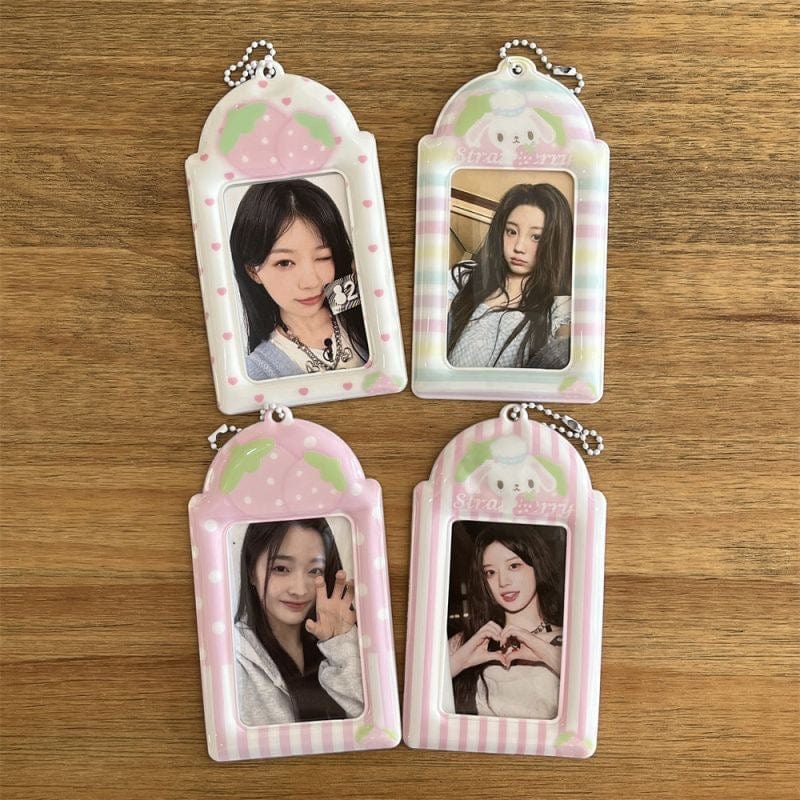 Sweet Sugarbunnies Strawberry Kpop Keychain Photocard Holder - ArtGalleryZen