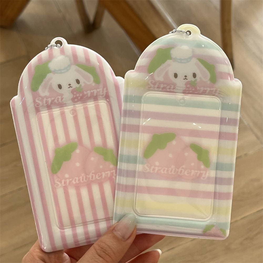 Sweet Sugarbunnies Strawberry Kpop Keychain Photocard Holder - ArtGalleryZen