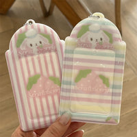 Thumbnail for Sweet Sugarbunnies Strawberry Kpop Keychain Photocard Holder - ArtGalleryZen