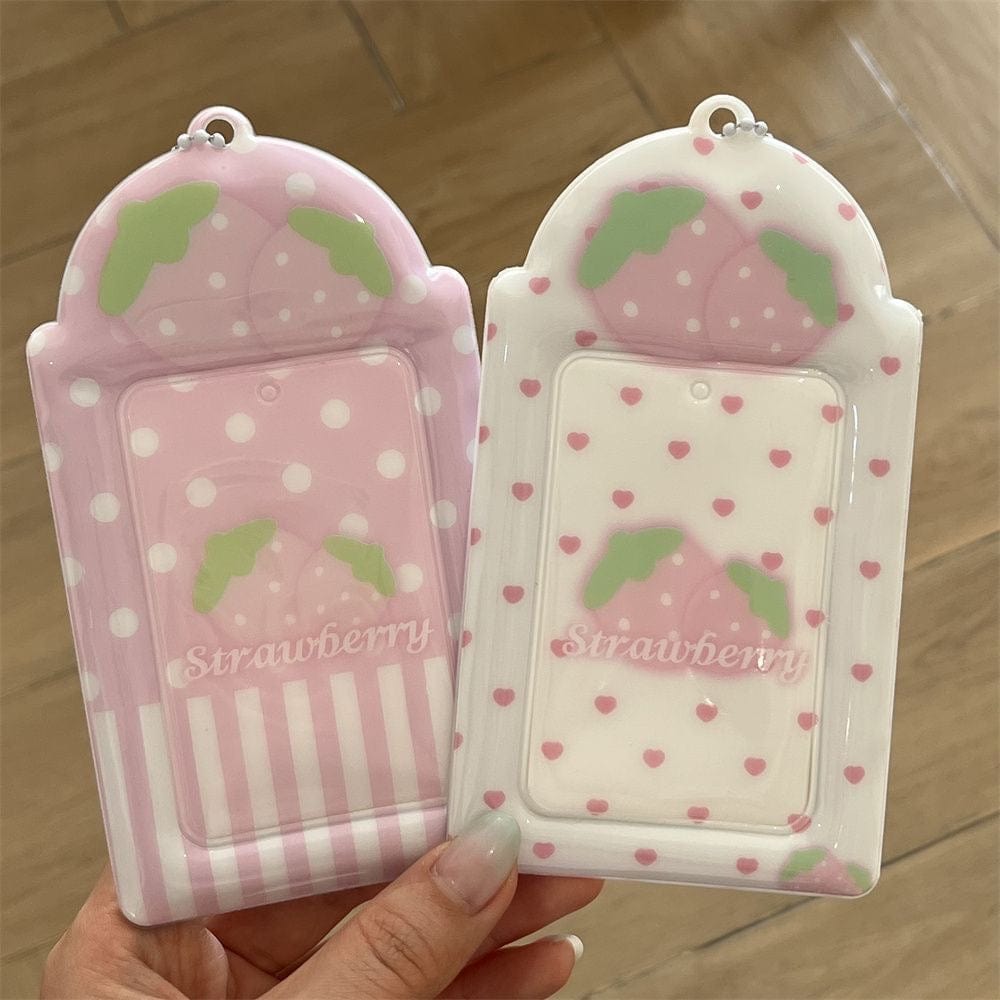 Sweet Sugarbunnies Strawberry Kpop Keychain Photocard Holder - ArtGalleryZen