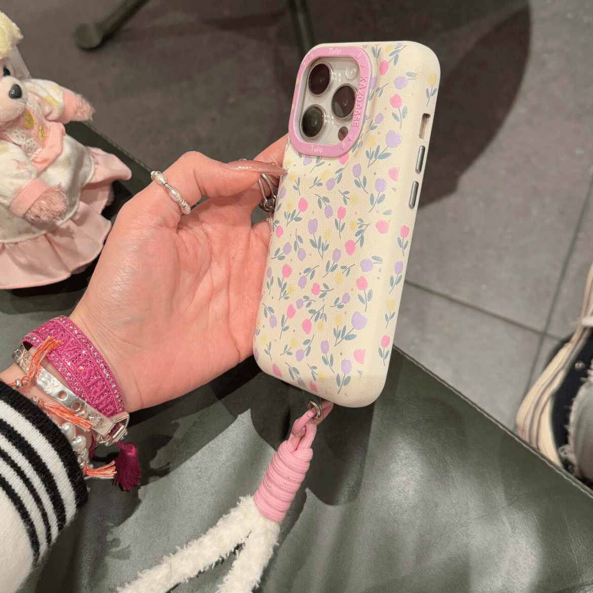 Sweet Tulip iPhone Case With Plush Lanyard - ArtGalleryZen