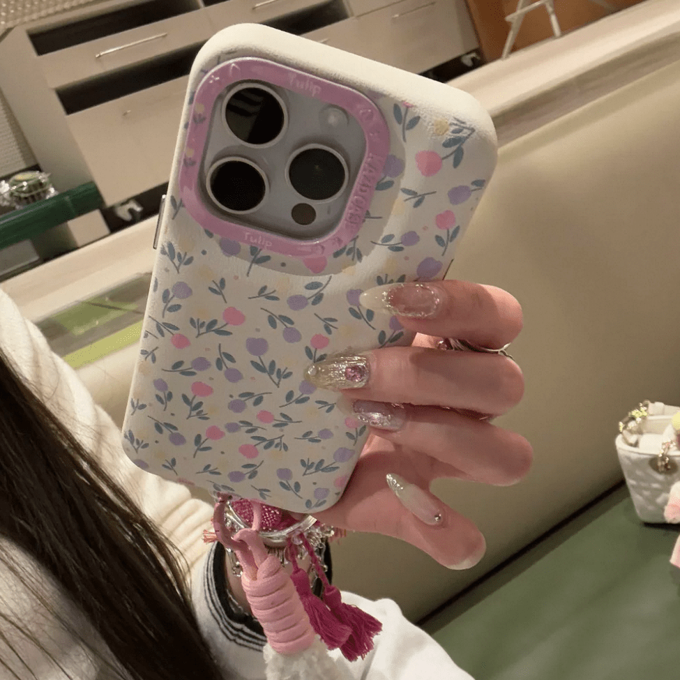 Sweet Tulip iPhone Case With Plush Lanyard - ArtGalleryZen