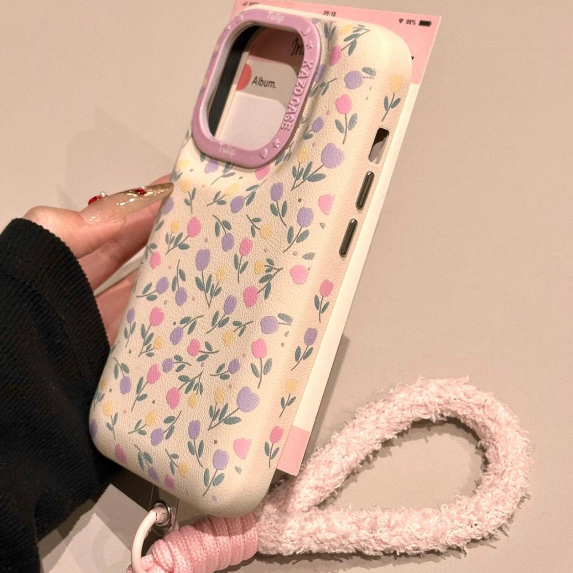 Sweet Tulip iPhone Case With Plush Lanyard - ArtGalleryZen