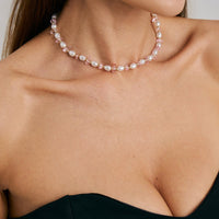 Thumbnail for Sweet Turquoise Stone Pearl Beaded Chain Choker Necklace - ArtGalleryZen