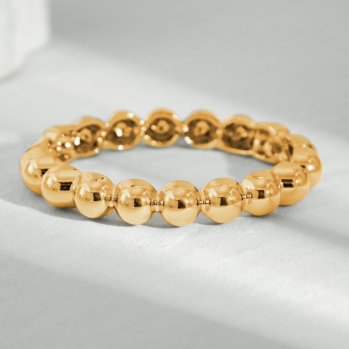 Temperament Chunky Gold Silver Tone Oval Beaded Bracelet