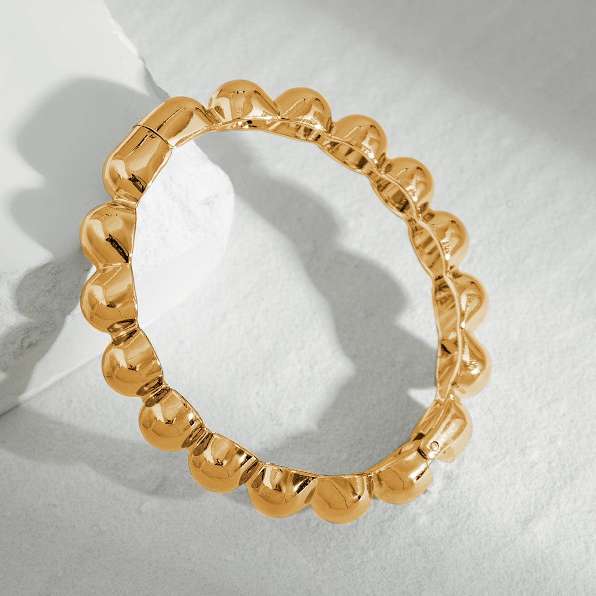 Temperament Chunky Gold Silver Tone Oval Beaded Bracelet