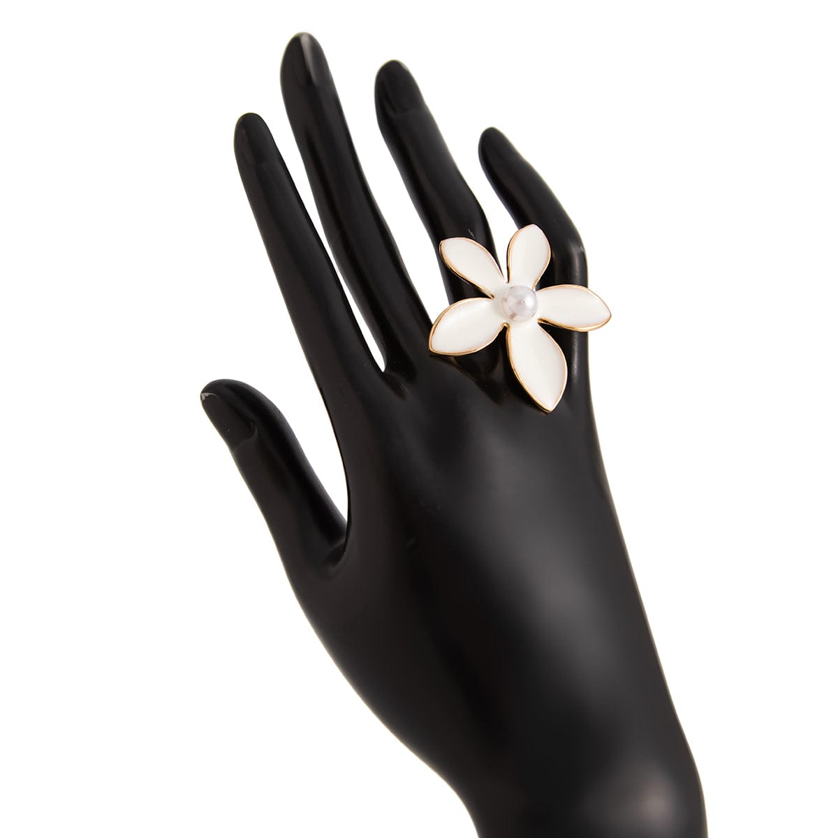 Temperament Enamel Flower Pearl Ring