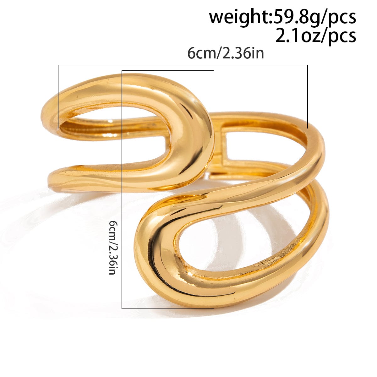 Temperament Gold Silver Tone Irregular Hoop Bangle Bracelet