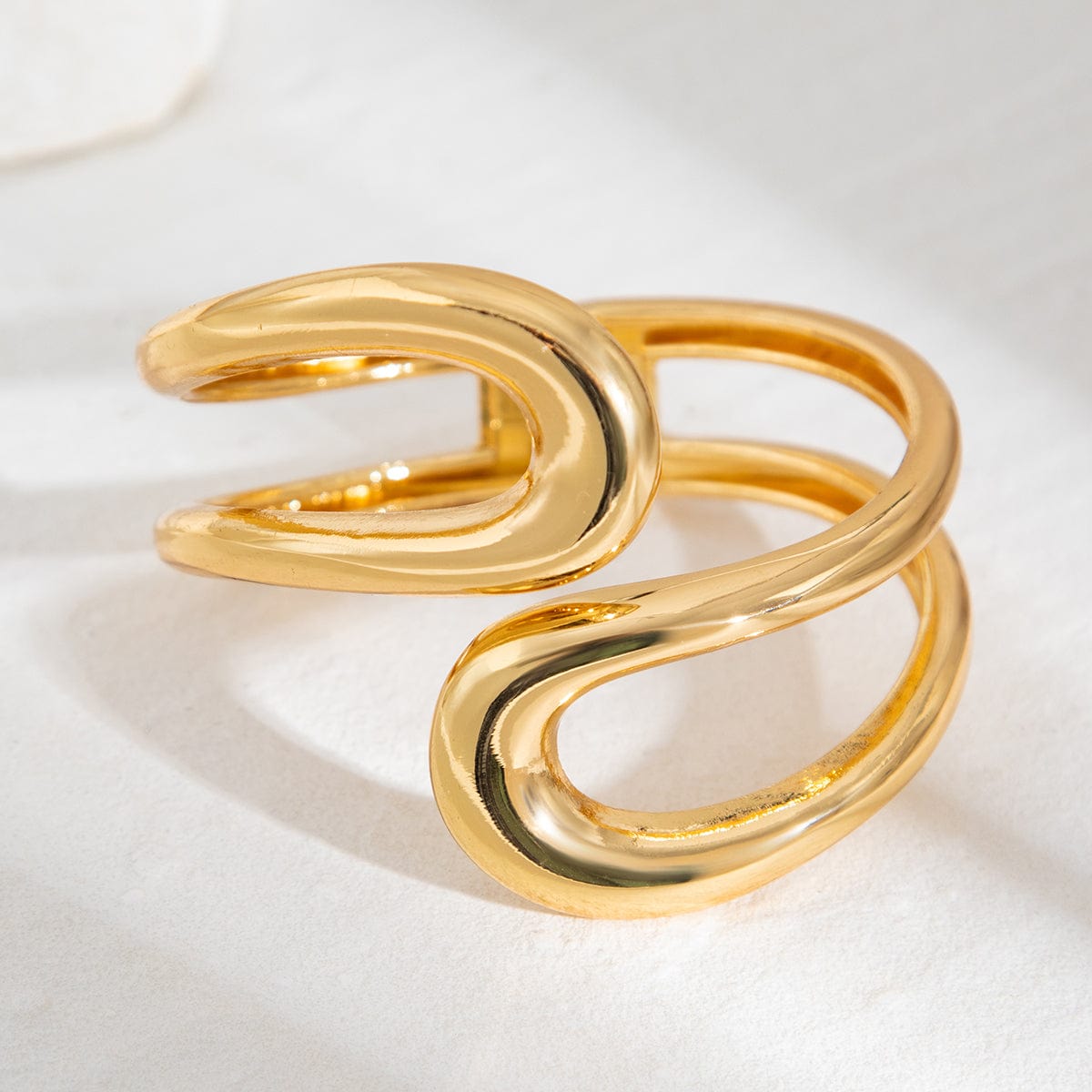 Temperament Gold Silver Tone Irregular Hoop Bangle Bracelet