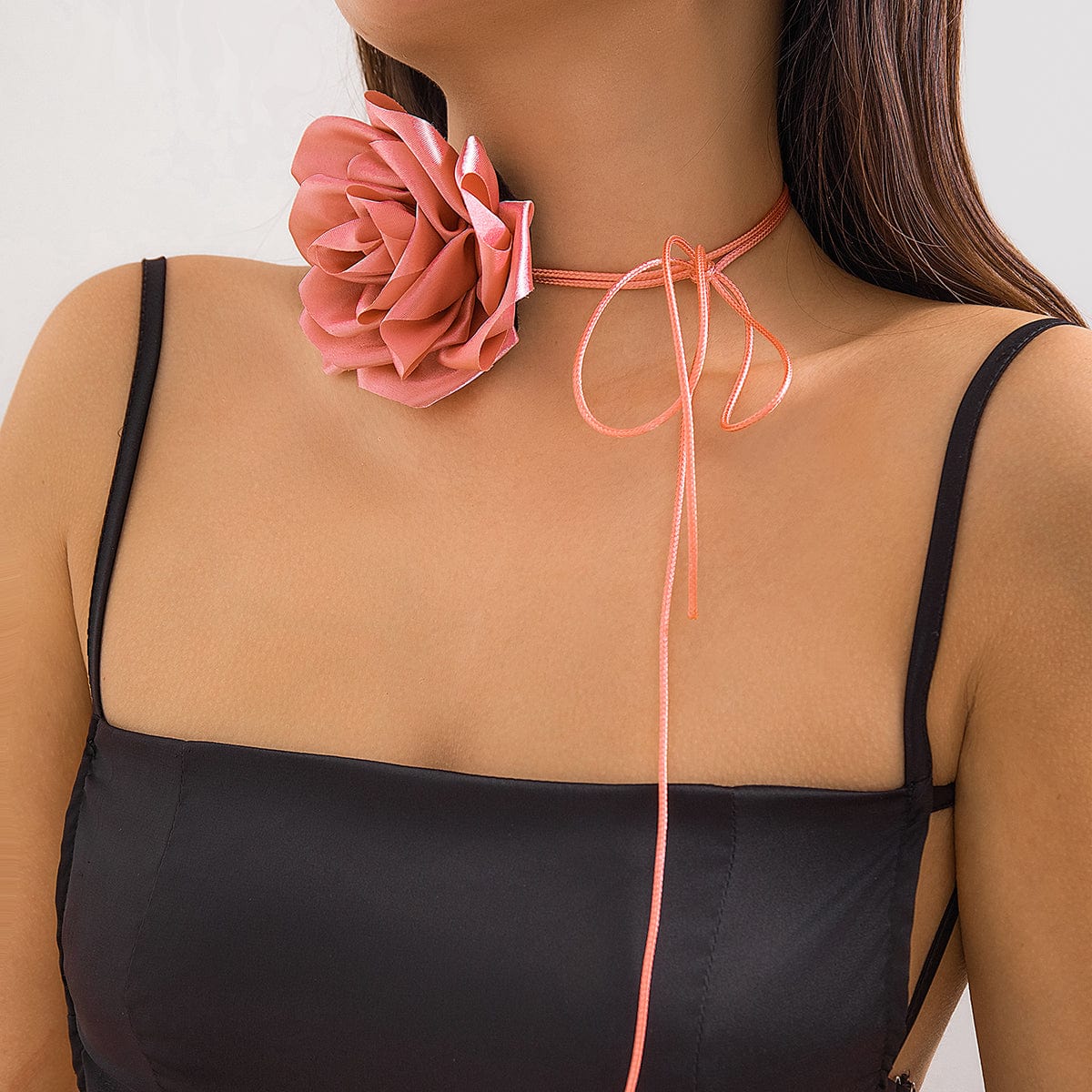 Temperament Layered Rose Wax Cord Choker Necklace - ArtGalleryZen