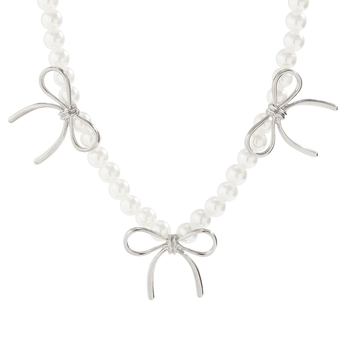 Temperament Tiny Bowknot Pearl Chain Choker Necklace - ArtGalleryZen