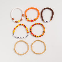 Thumbnail for Thanksgiving 5pcs Maple Leaf Pumpkin Charm Letter Polymer Clay Beaded Bracelet Set - ArtGalleryZen