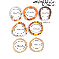 Thumbnail for Thanksgiving 5pcs Maple Leaf Pumpkin Charm Letter Polymer Clay Beaded Bracelet Set - ArtGalleryZen