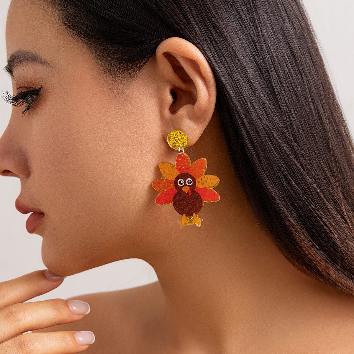 Thanksgiving Dangling Turkey Acrylic Earrings