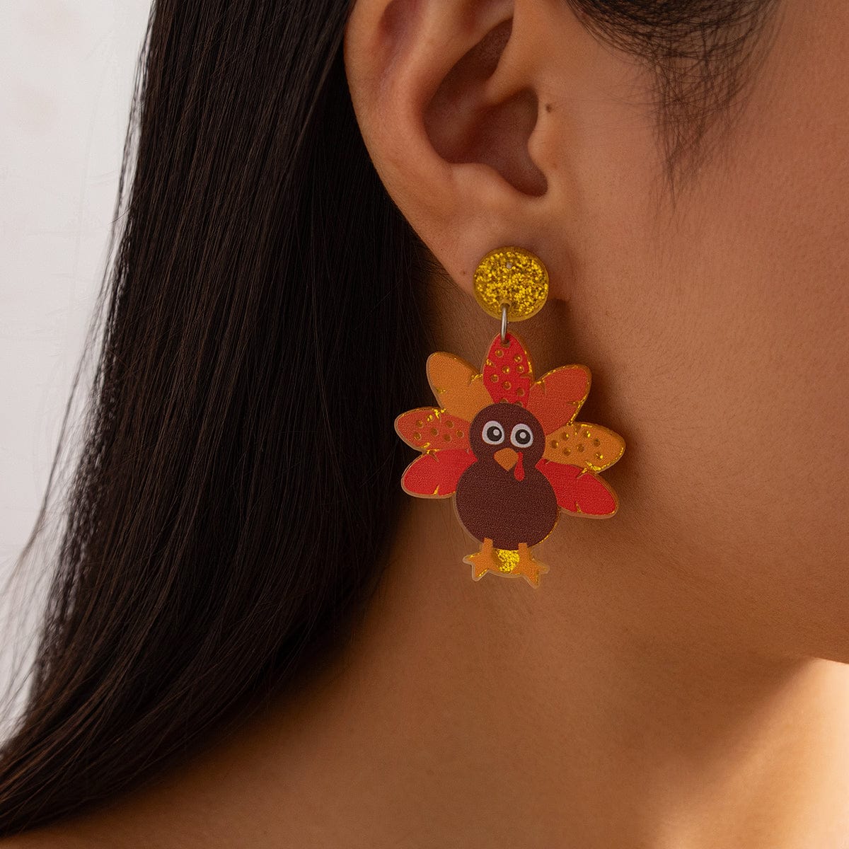 Thanksgiving Dangling Turkey Acrylic Earrings