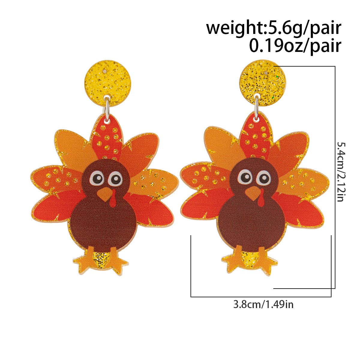 Thanksgiving Dangling Turkey Acrylic Earrings