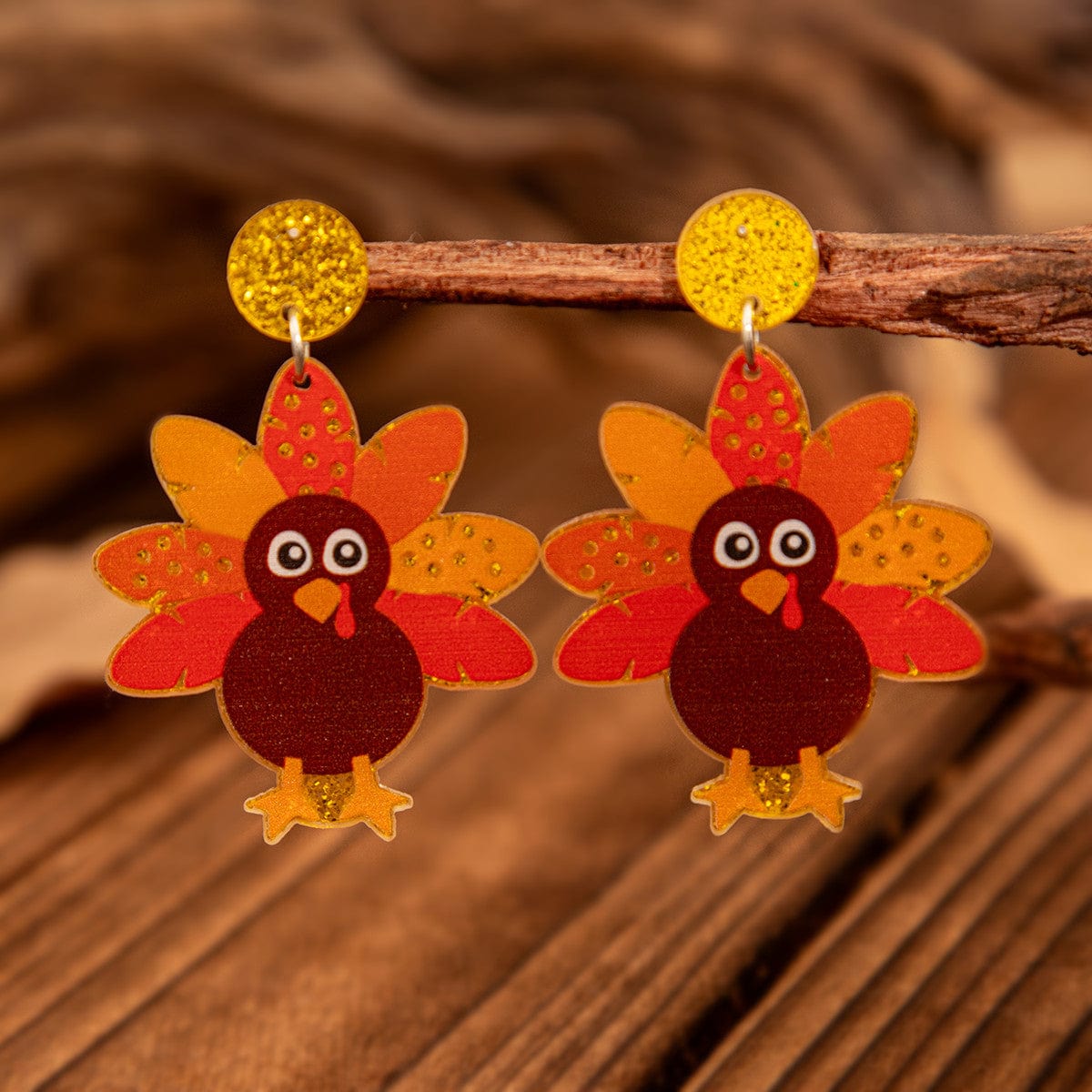 Thanksgiving Dangling Turkey Acrylic Earrings