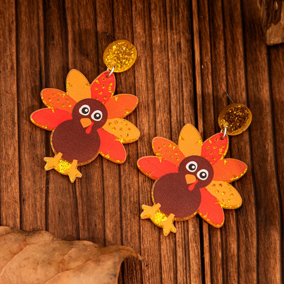 Thanksgiving Dangling Turkey Acrylic Earrings