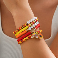 Thumbnail for Thanksgiving Layered Sunflower Pumpkin Pendant Letter Polymer Clay Bracelet Set - ArtGalleryZen