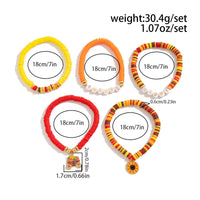 Thumbnail for Thanksgiving Layered Sunflower Pumpkin Pendant Letter Polymer Clay Bracelet Set - ArtGalleryZen