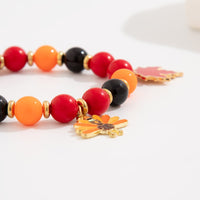 Thumbnail for Thanksgiving Maple Leaf Pumpkin Turkey Pendant Acrylic Bead Bracelet - ArtGalleryZen