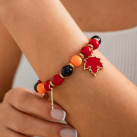 Thumbnail for Thanksgiving Maple Leaf Pumpkin Turkey Pendant Acrylic Bead Bracelet